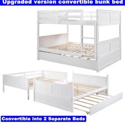 New solid wood full over full bunk bed with trundle