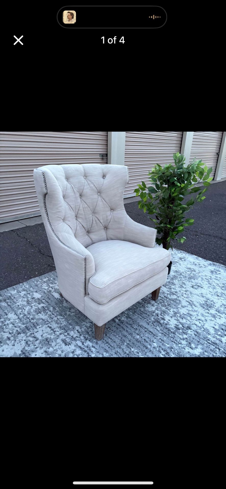 Grey Tufted Wingback Chair - Delivery 🚚