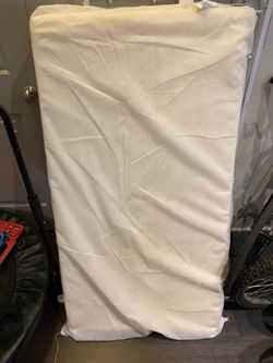 Toddler/Crib Foam Mattress & White Wooden Bed Frame