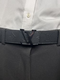 Louis Vuitton Belt LV Design Black Buckle, Black Leather Belt