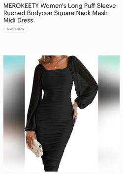 Women's Black Ruched Bodycon Cocktail Dress