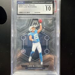 2024 Panini Mosaic - Rookies Ladd McConkey #334 (RC) PSA 10 💎🔥