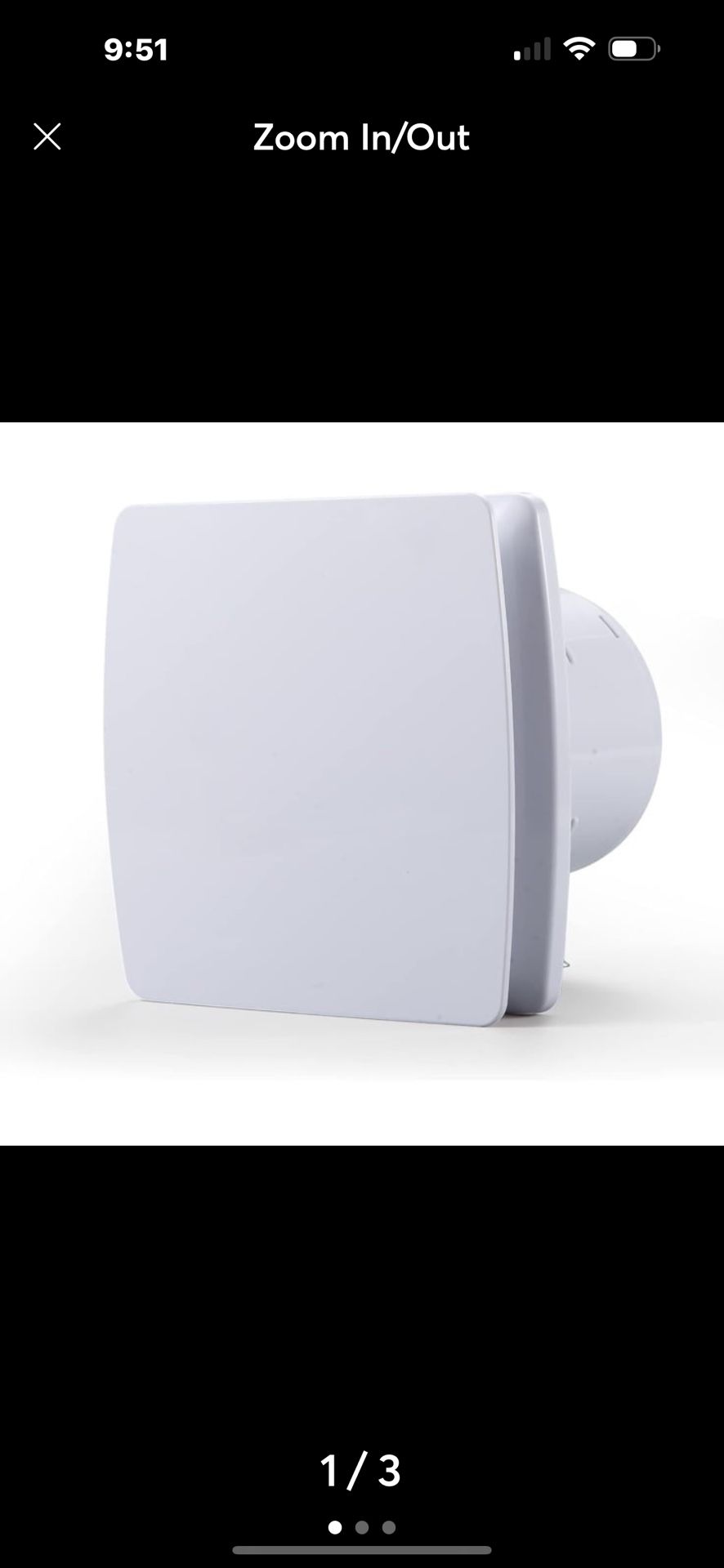 Zeyzer Exhaust Fan 110 CFM 1.0 Sones 5.9" Duct White Square