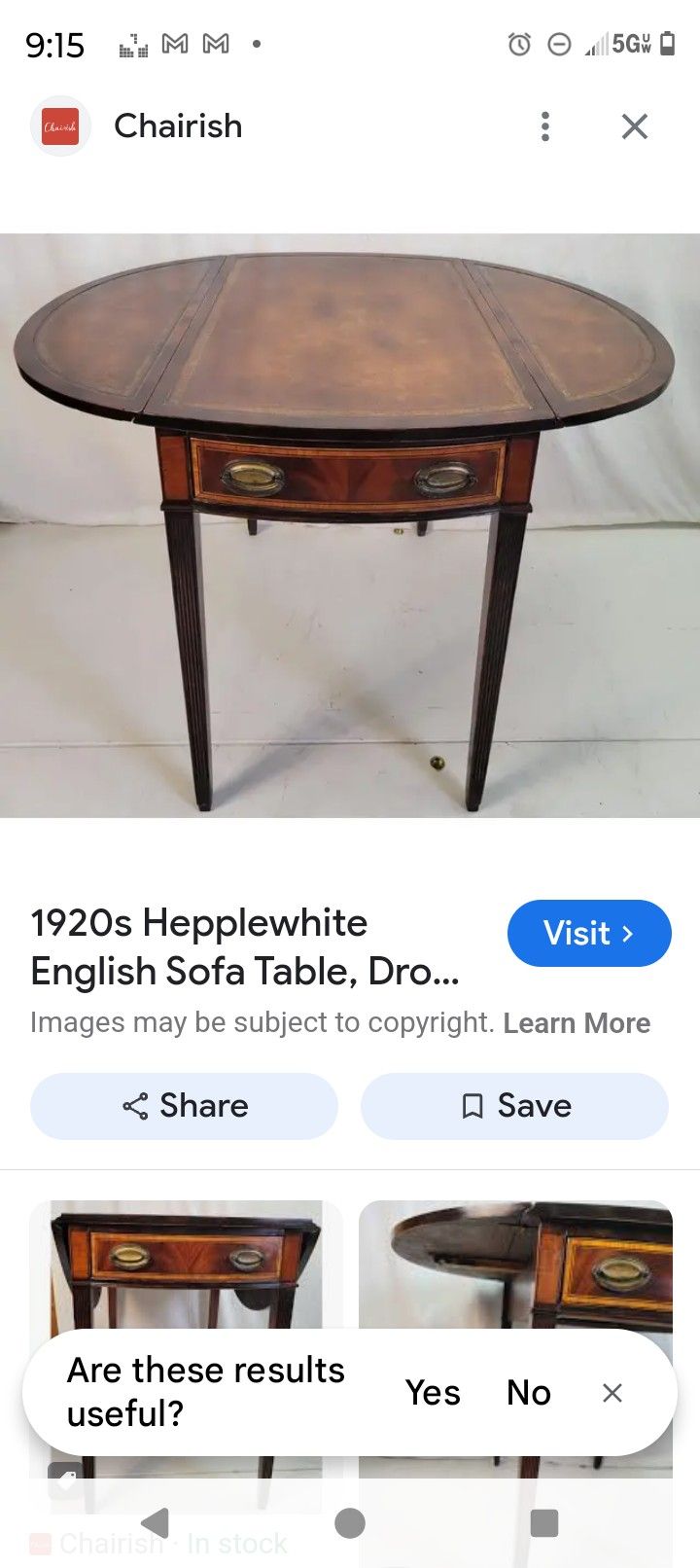 Set Of 2 Hepplewhite Tables $600 .  Each Valued At $950