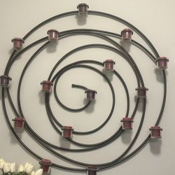 Large Decorative Spiral Metal Wall Candle Holder – 14 Candles