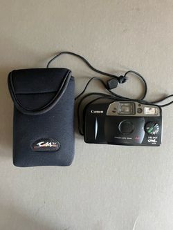 Canon Sure Shot Owl Date 35mm point and shoot film camera, Black, with a Case