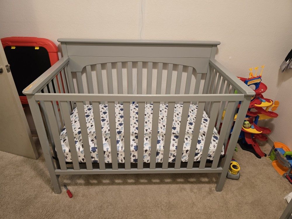 Gray Baby Crib & Changing Table