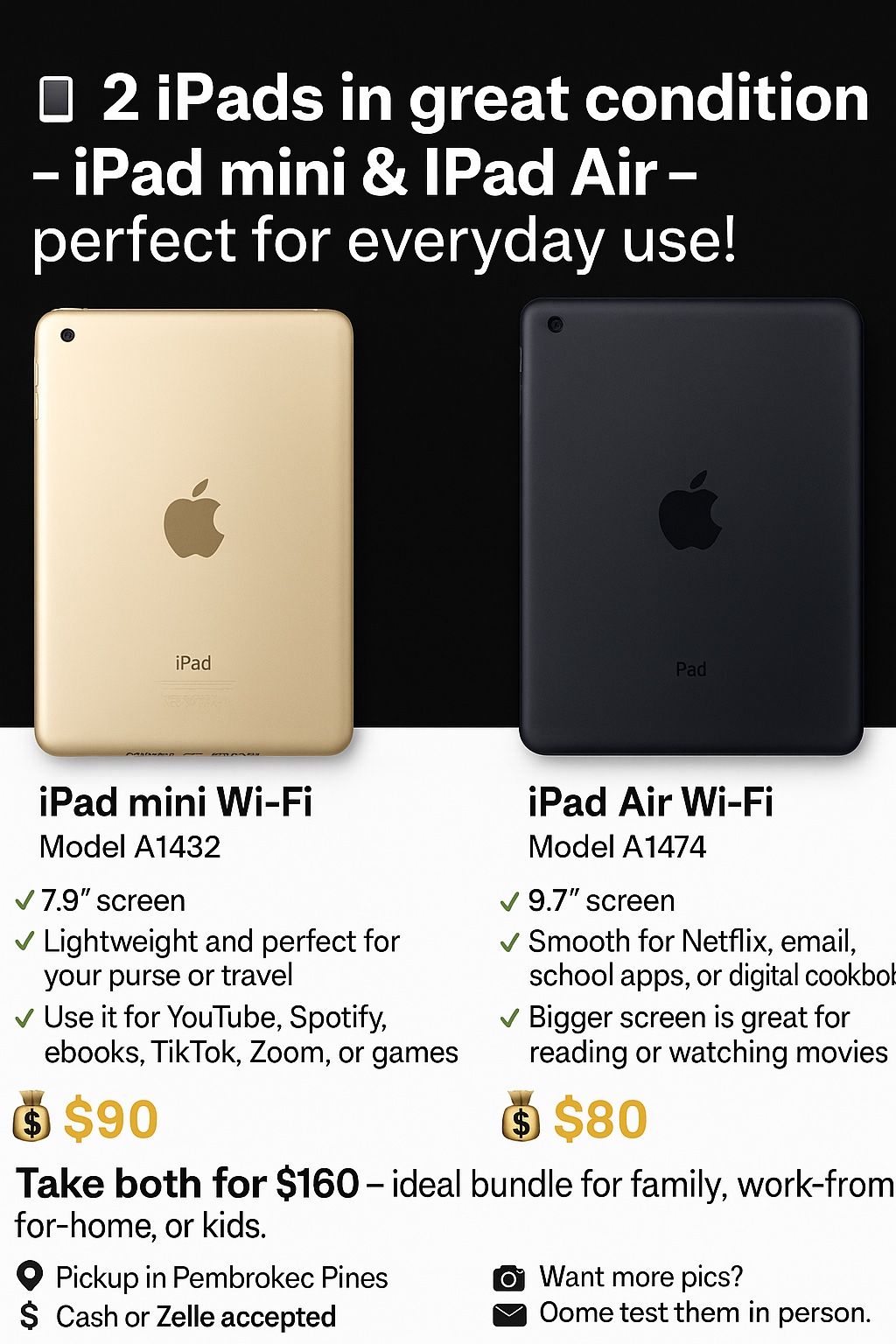 2 IPads for $160
