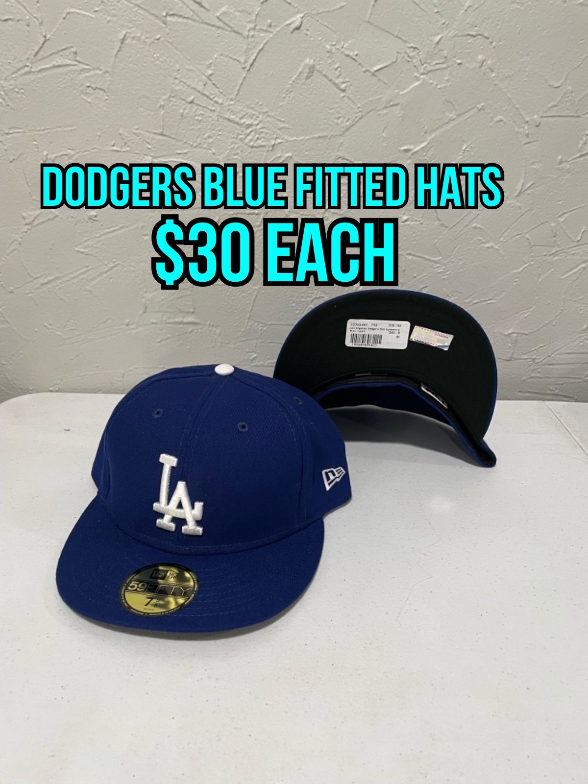 MLB New Era Los Angeles Dodgers Blue On Field 59fifty Fitted Hats Size 6 7/8, 7, 7 1/8, 7 3/8, 7 5/8 And 7 3/4
