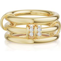 Stackable Rings for Women Non Tarnish, 14K Gold Plated Dainty Cubic Zirconia Rings Multi Chunky Gold Ring Mixed Metal Stacking Rings Set Gold Prom Jew