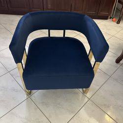 NEW MERCER Accent Modern Upholstered Armchair (BLUE/GOLD)