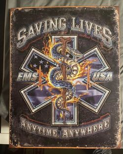 EMS Saving Lives Aluminum Wall Sign