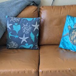 Modern Camel Faux Leather 2 -seater Loveseat