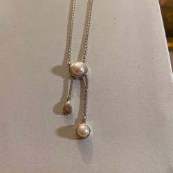 Pearl Diamond Lariat Necklace