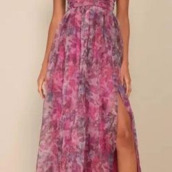 open lace back dress Randa Floral Print Pink Maxi Dress With Straps – unmatchedbyu main image 1
