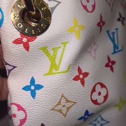 Louis Vuition White Multicolor Tote Bag
