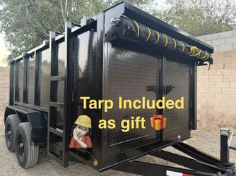 New 8x4x12 Scissor Lift Hydraulic Dump Trailer With Tarp 🔥