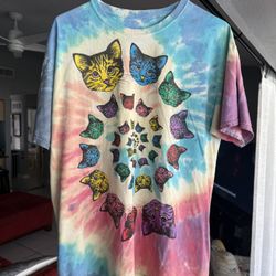 Thrift Tye-Dye Kitty Shirt