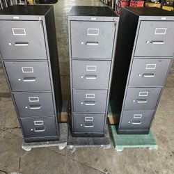 3 New 4 Drawer Locking File Cabinets With Keys
