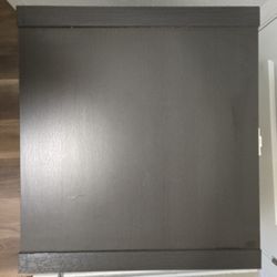 Ikea Kallax with boxes.