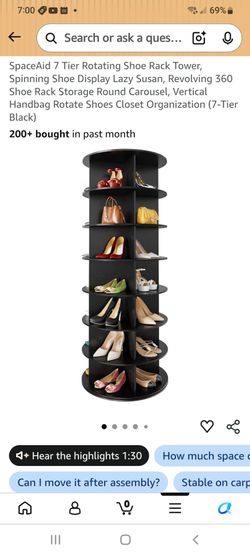 SpaceAid 7-Tier Rotating Shoe Rack Tower Black