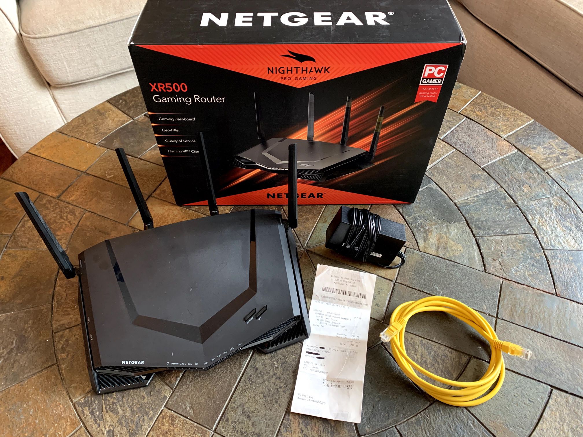 NETGEAR Nighthawk Pro Gaming XR500 WiFi Router with 4 Ethernet ports speeds up to 2.6 Gigabits