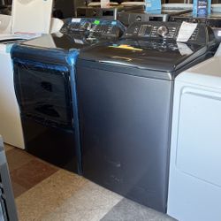 Ge Profile Diamond Grey Top Load Washer & Gas Dryer Set 