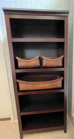 Dark Cherry Wood Bookcase 5-Shelf