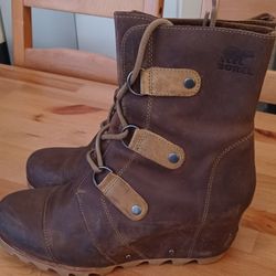 Sorel Joan Of Arctic Wedge Lace Up Mid Boots Women's Size 10