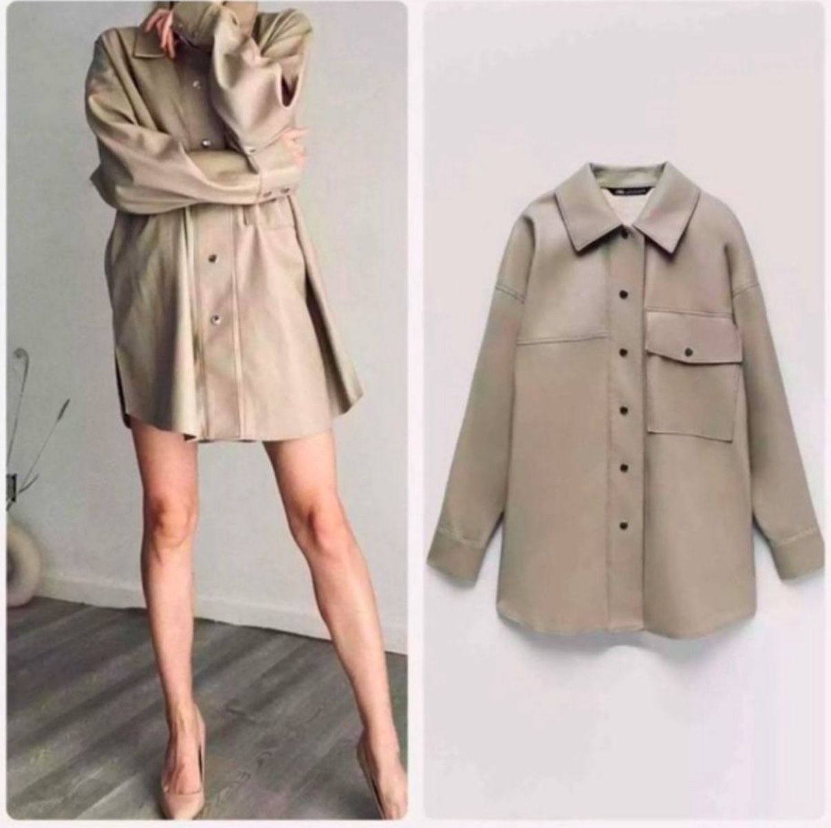 Zara Faux Leather Overshirt