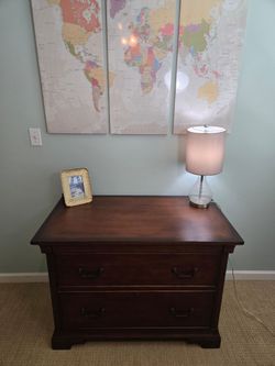 dark wood 2 drawer filing cabinet