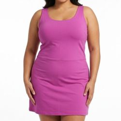 Elle Sport Purple Active Tank Tennis Dress with Built-in Shorts & Pockets XXL 