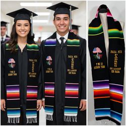Mexican Zarape Graduation Commencement Stole Class of 2026 Para Mis Padres Estola Mexican American