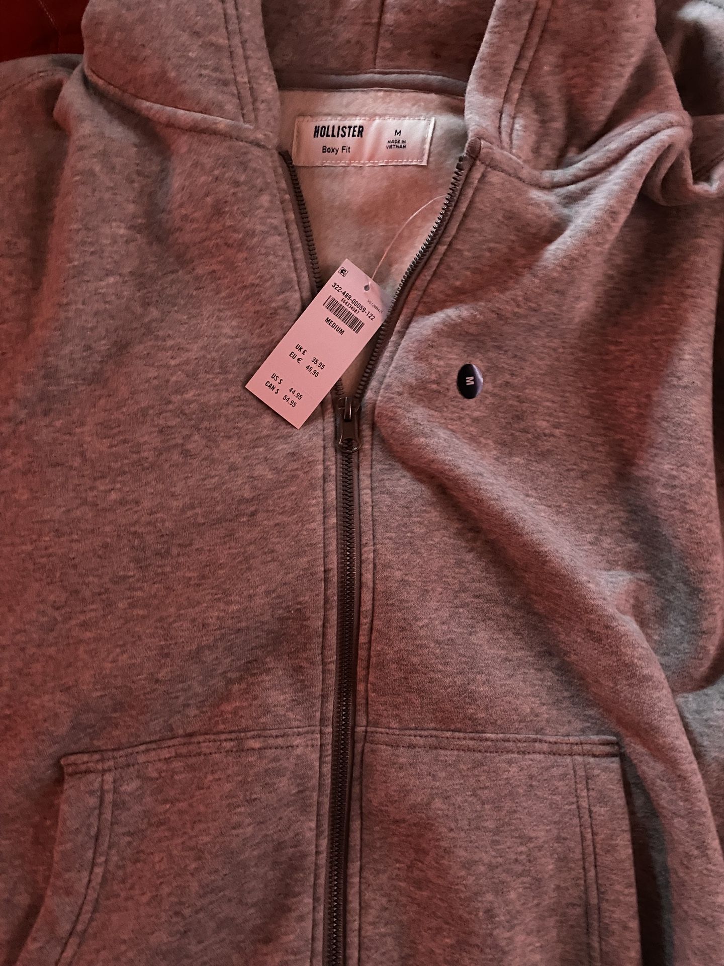 Grey Boxy Zipper Hoodie