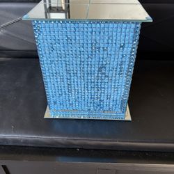 NEW Blue Mirrored Crystal Accent Table – Still Wrapped (10” x 8”)