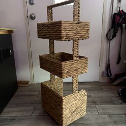3 Tier Rattan Storage Tower