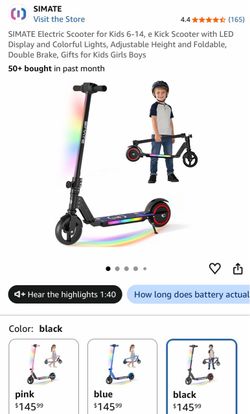 SIMATE Electric Kick Scooter for Kids – Black