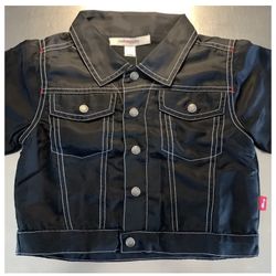 Rockstar Baby size 12-18 month black satin jacket with white stitching