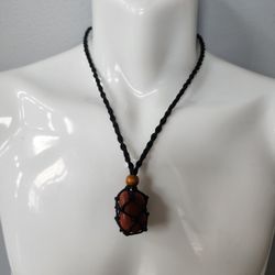 Red Jasper Pendant – Polished Stone Necklace with Adjustable Cord for Strength & Stability


