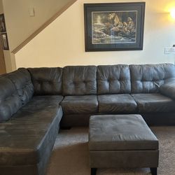 Dark Grey Sectional With Ottoman