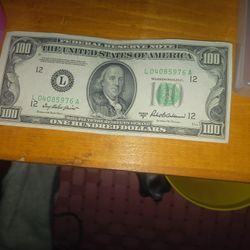 1950 B 100 Dollar Bill.  