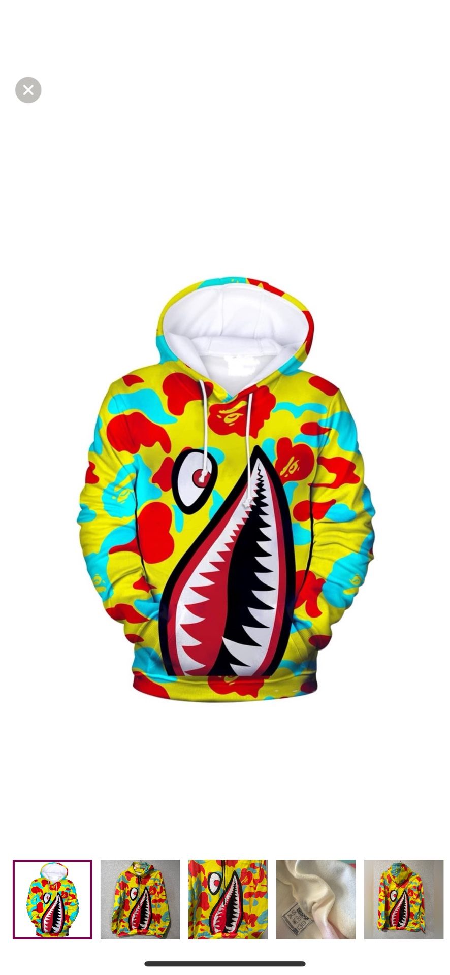 3D Printed Novelty Shark Hoodie multicolor Sweatshirt size 2XL