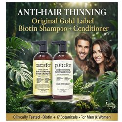 PURA D'OR Anti-Thinning Biotin Shampoo & Hair Regrowth Conditioner, CLINICALLY TESTED Effective Results, Thickening Herbal Blend For Women & Men, Orig