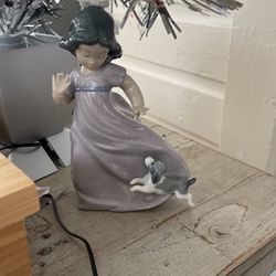 Lladro NAO Girl With Dog Figurine 