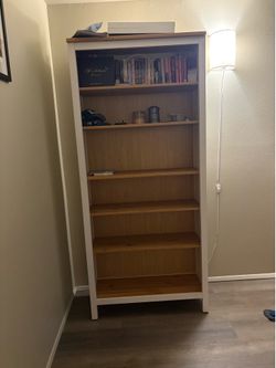 White and brown book case ikea