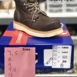 Leather Work Boot With Steel Toe