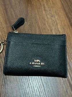 Coach Black Zip Card Wallet with ID Window, Key Ring & Coin Pouch