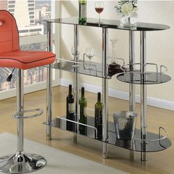 Glass Bar Unit Black Silver