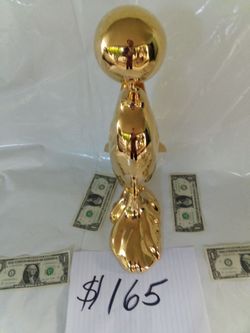 Very Large 24 Karat Gold Plated Dolphin Sculpture