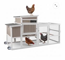 Medium Chicken Coop with Run for 2-6 Chickens with Wheels - PET23NEW